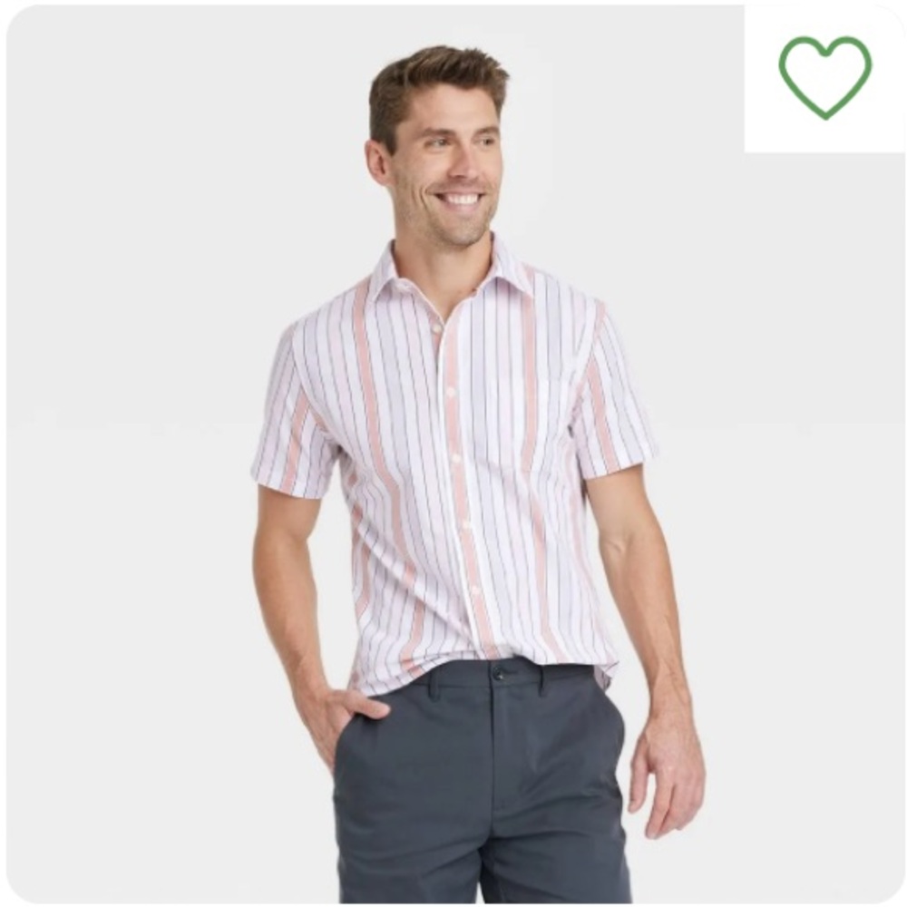 Men's Striped Shirt - White and Pink